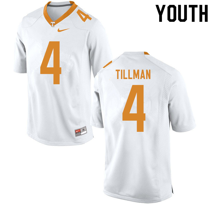 Youth #4 Cedric Tillman Tennessee Volunteers College Football Jerseys Sale-White - Click Image to Close